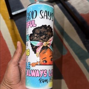 Kids Inspirational Stainless Tumbler - Blue with Multicolor Design